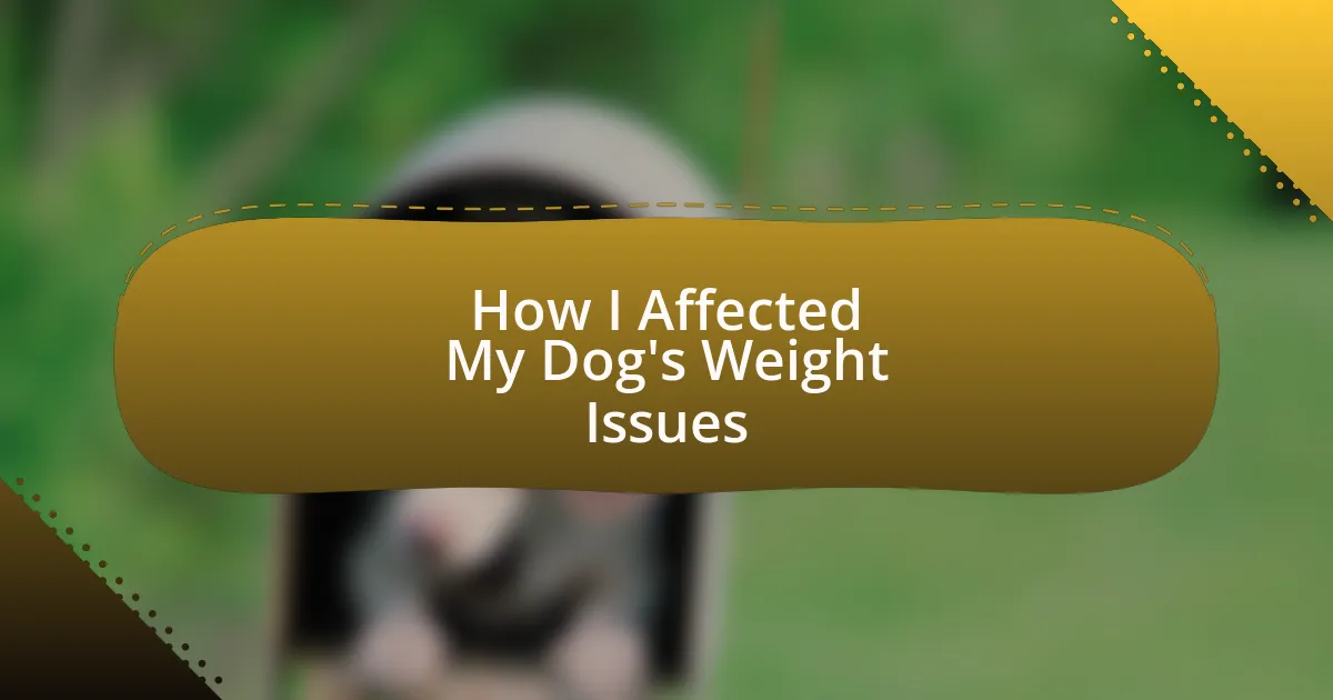 How I Affected My Dog’s Weight Issues