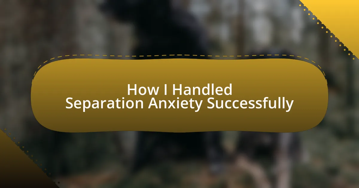 How I Handled Separation Anxiety Successfully