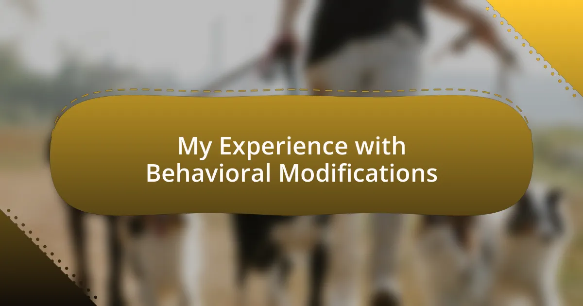 My Experience with Behavioral Modifications