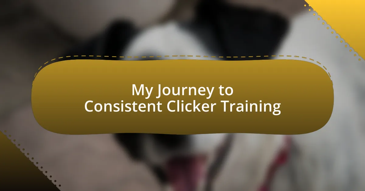 My Journey to Consistent Clicker Training