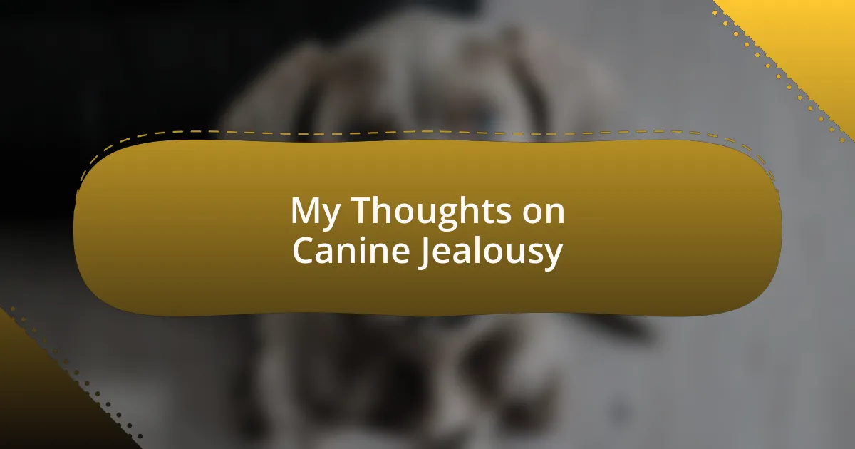 My Thoughts on Canine Jealousy