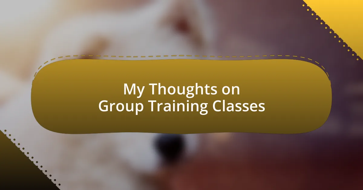My Thoughts on Group Training Classes