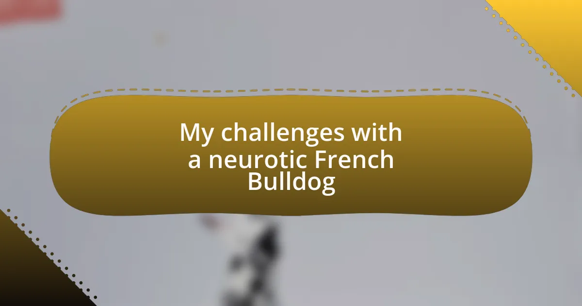 My challenges with a neurotic French Bulldog