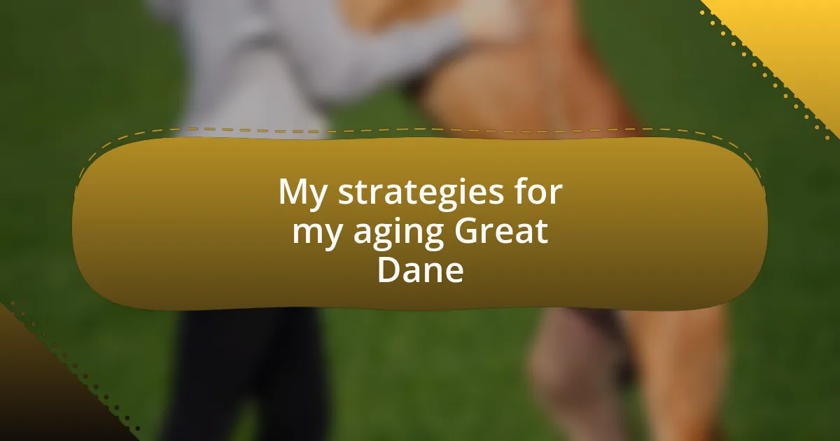 My strategies for my aging Great Dane