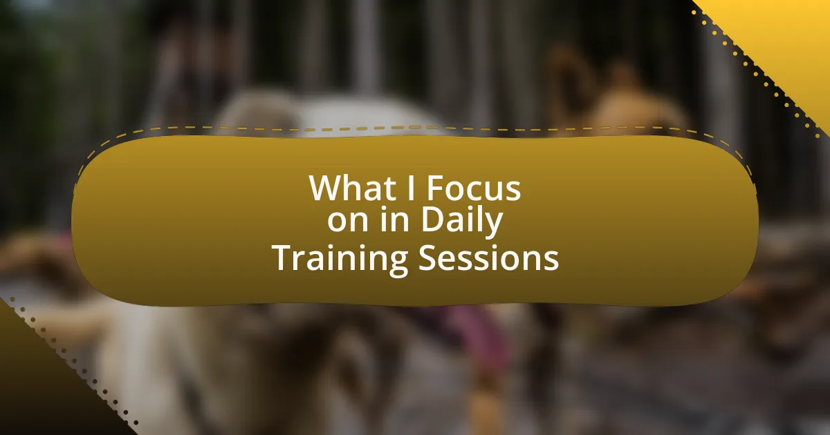 What I Focus on in Daily Training Sessions