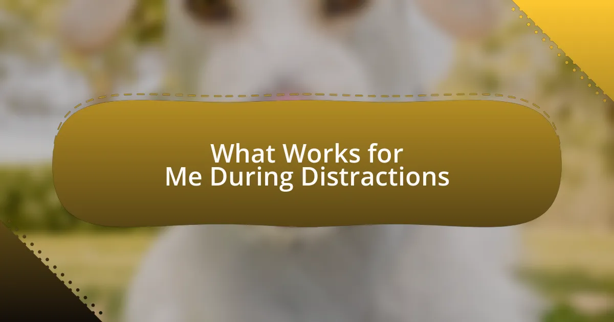 What Works for Me During Distractions