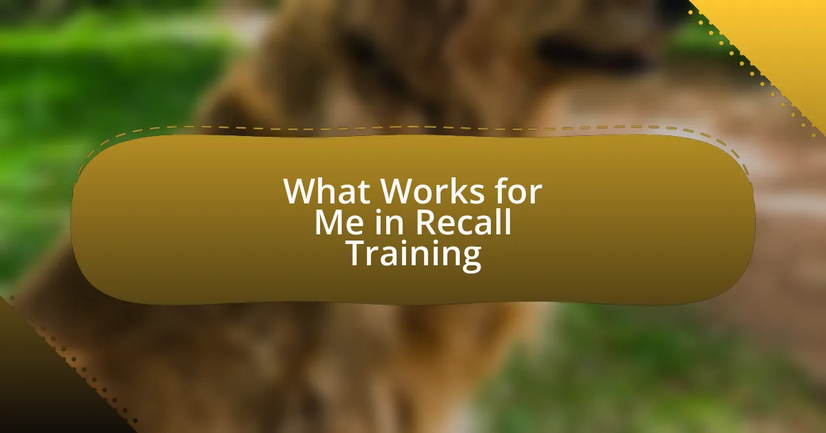 What Works for Me in Recall Training