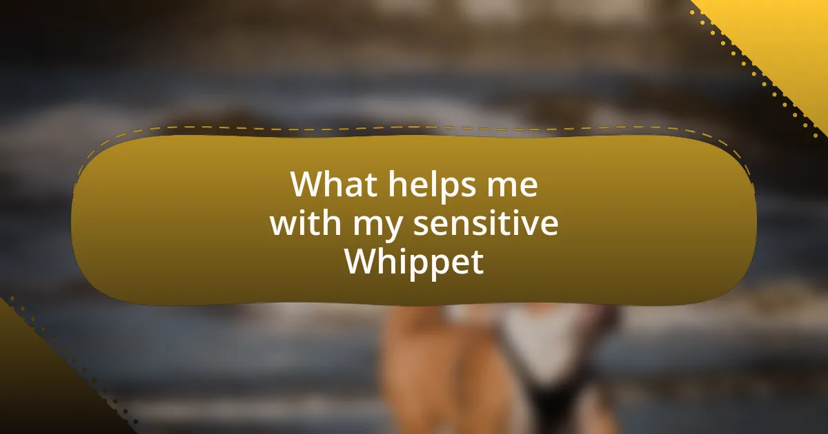 What helps me with my sensitive Whippet